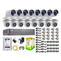Kit de seguridad Hikvision 8 cámaras Domo Turbo 1080P + 8 cámaras Tubo Turbo 1080P + dvr + disco 2TB + 305 m de cable cat. 5E