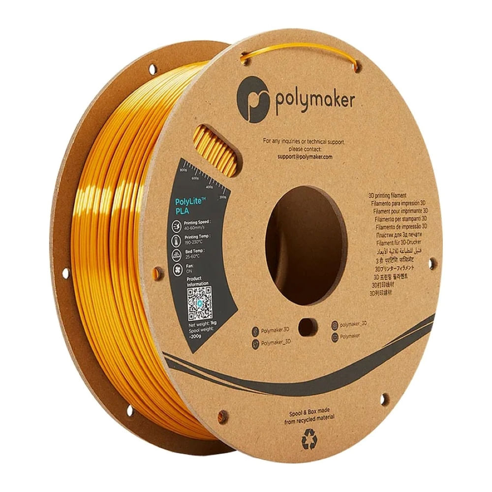 Imagen 1 del producto Filamento Polylite PLA Sedoso Oro Metálico 175mm 1Kg