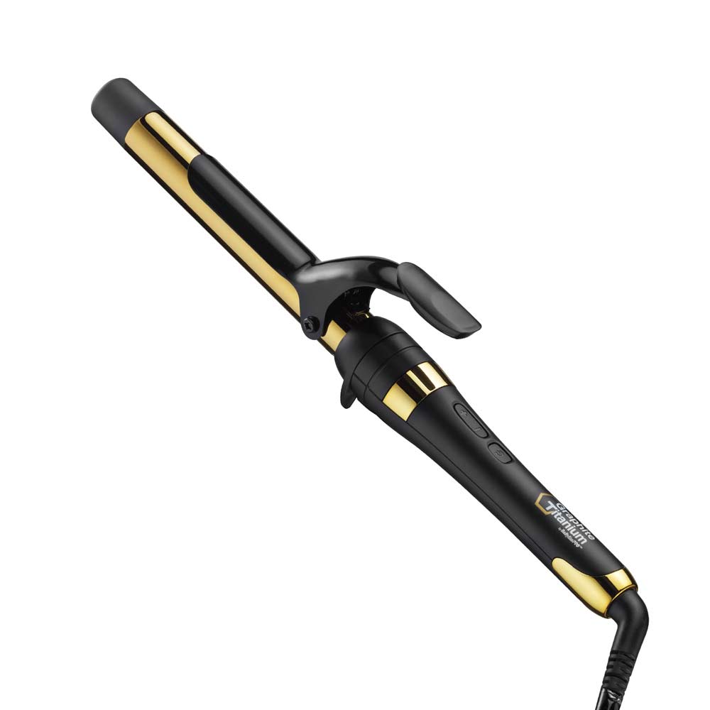 Rizador de cabello Babyliss Pro Iónico Spring placas de grafito + titanium, cilindro de 25.4 mm, negro y dorado