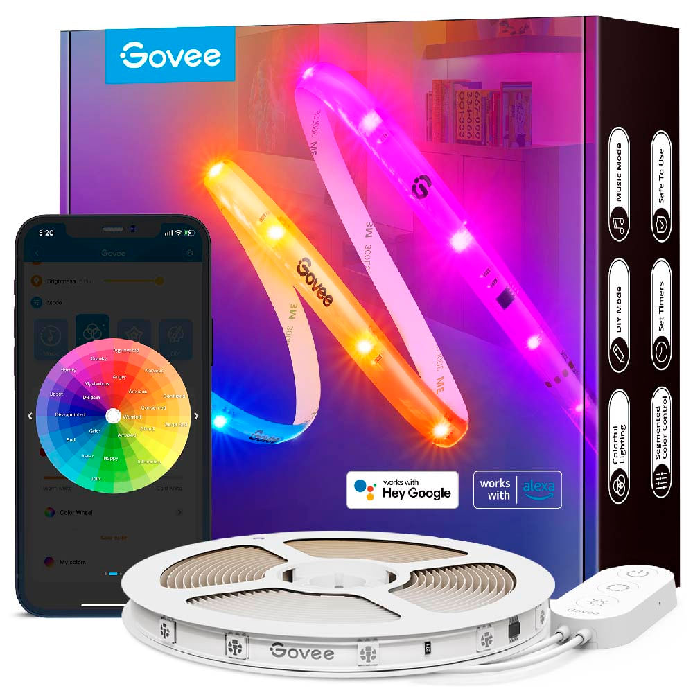 Tira led inteligente Govee RGBIC PRO, 10 Metros, Wifi, compatible con Alexa y Google Home, mulricolor