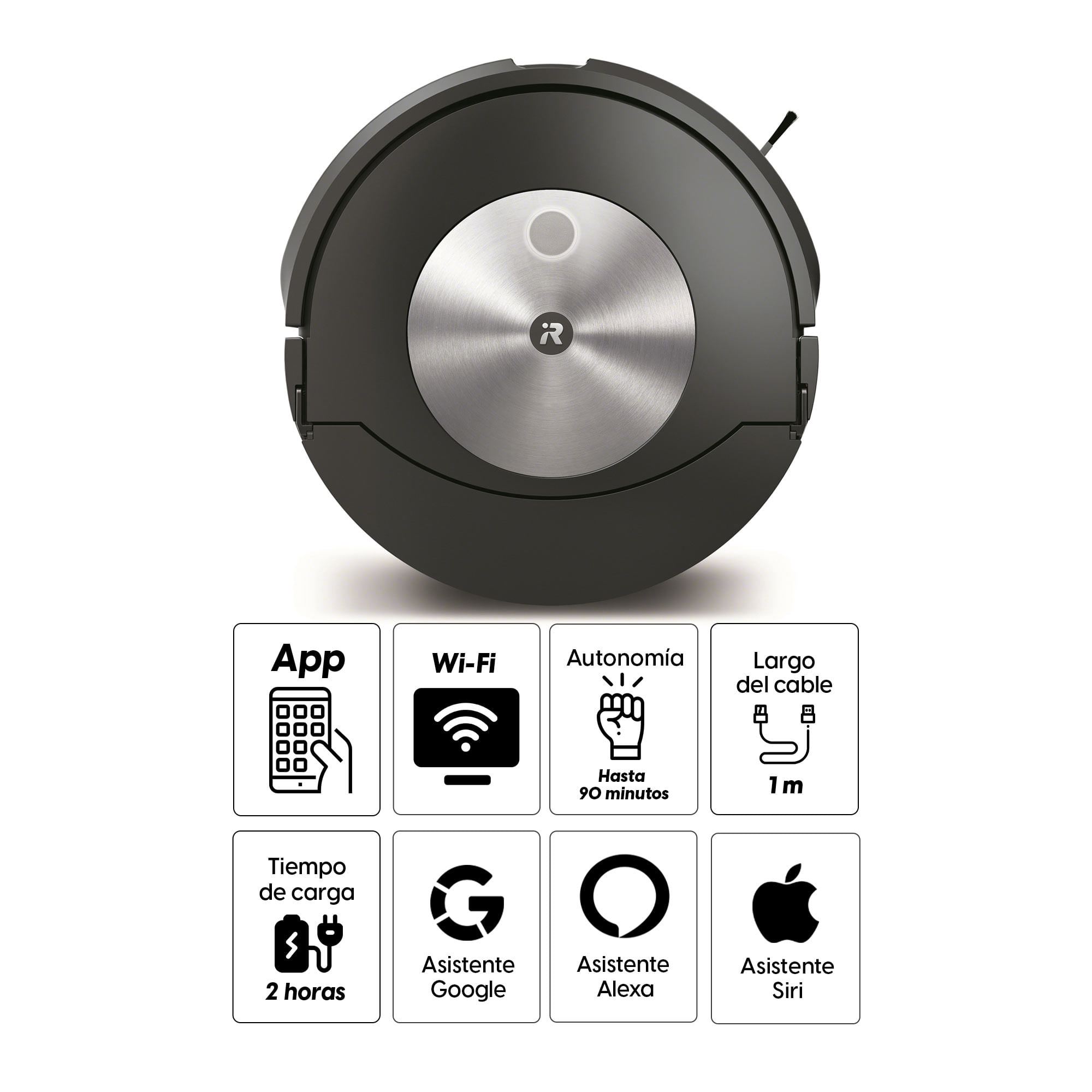 Imagen 2 del producto Aspiradora iRobot Roomba J7 autonomía 90 minutos, control Alexa, Siri o Google Assistant, negro