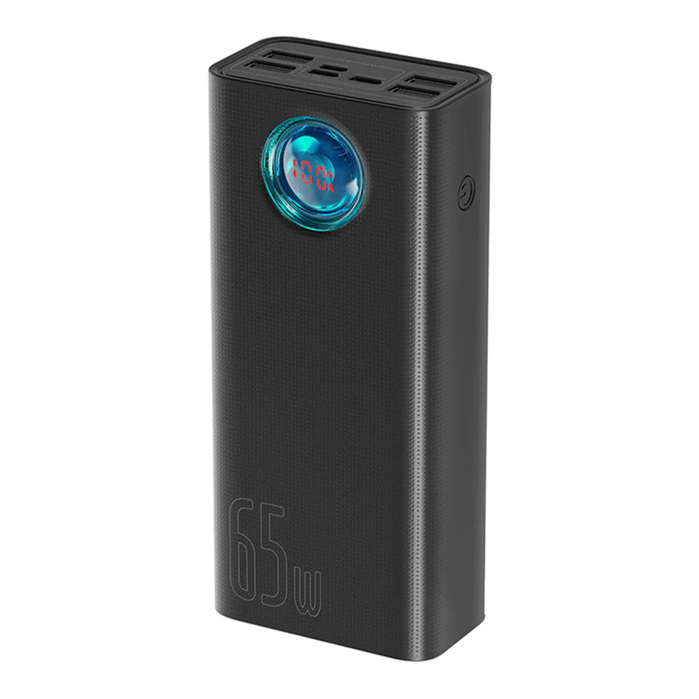 Imagen 1 del producto Batería externa Baseus 30000 mAh, 65W para laptops y macbooks, carga rápida 3A, cable USB Tipo-C a USB Tipo-C, negro