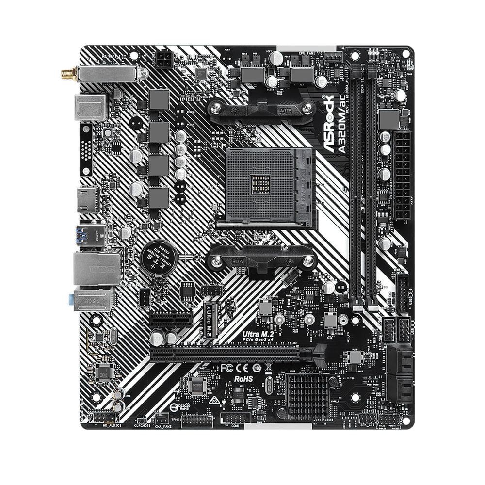 Imagen 2 del producto Placa Madre Asrock A320M/AC WIFI, DDR4, M.2, AM4