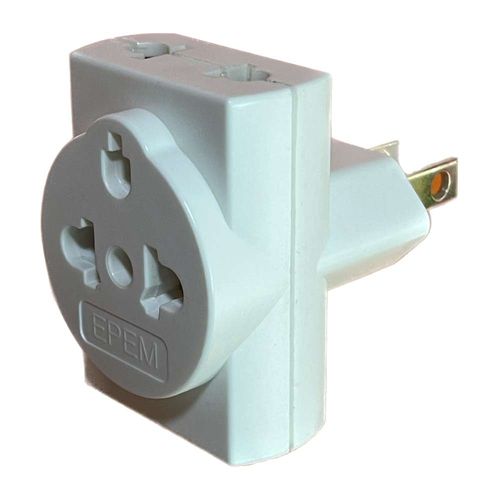Enchufe triple de derivación EPEM espigas planas, blanco
