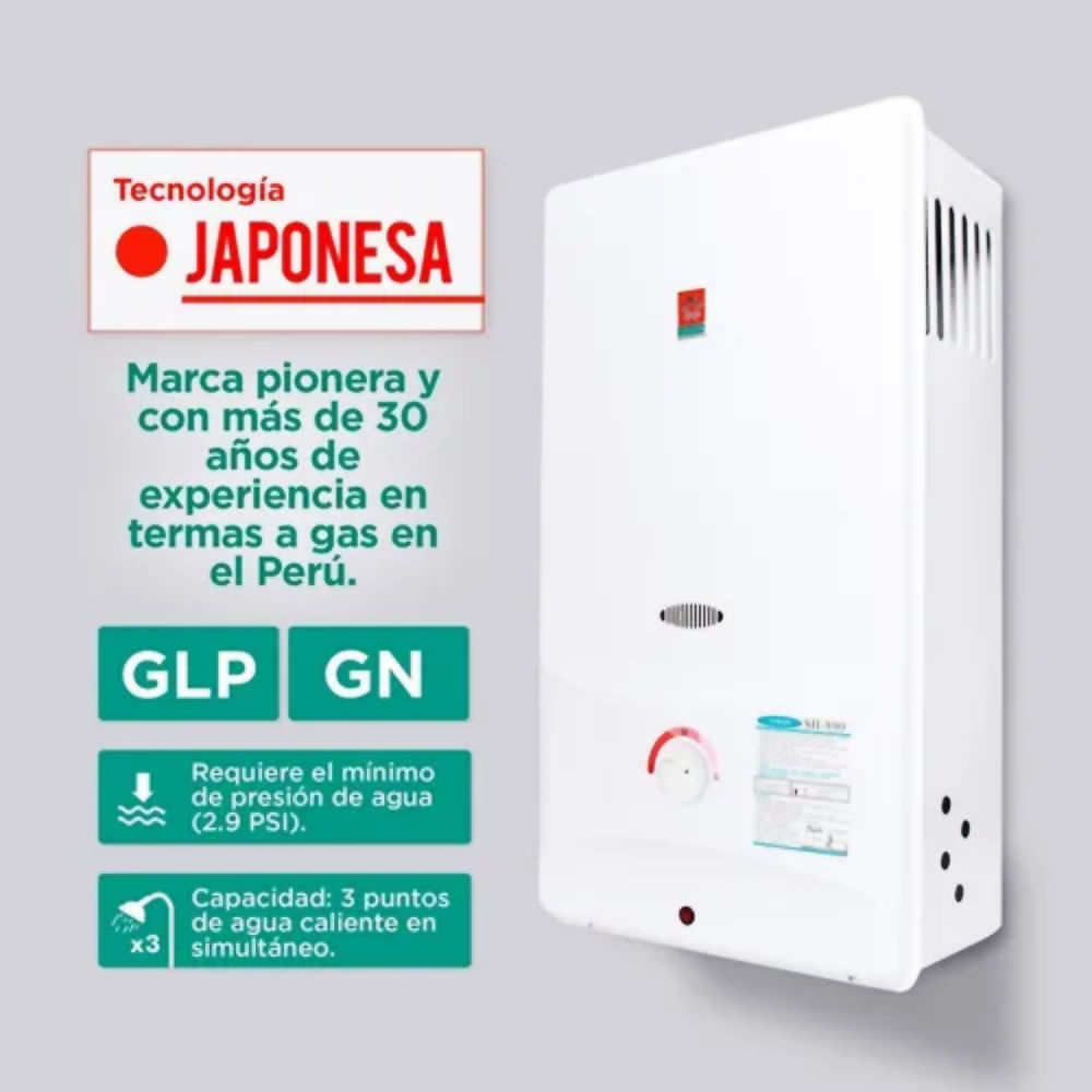Imagen 2 del producto Terma Sakura SH-890 gas natural, capacidad 13 litros, blanco
