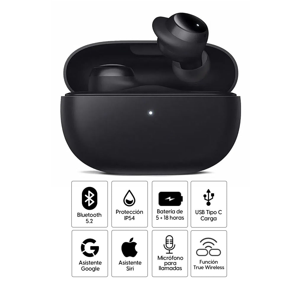 Imagen 2 del producto Reacondicionado:Audífonos bluetooth True Wireless Xiaomi Redmi Buds 3 Lite resistente al agua IP54, duración máx. 5 horas, negro