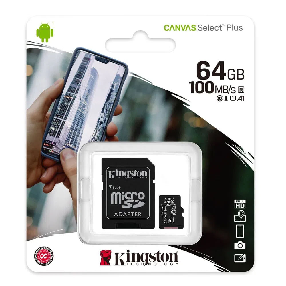 Imagen 2 del producto Reacondicionado: Tarjeta MicroSDXC Kingston Canvas Select Plus 64GB, U1, Clase 10, 100MB/s