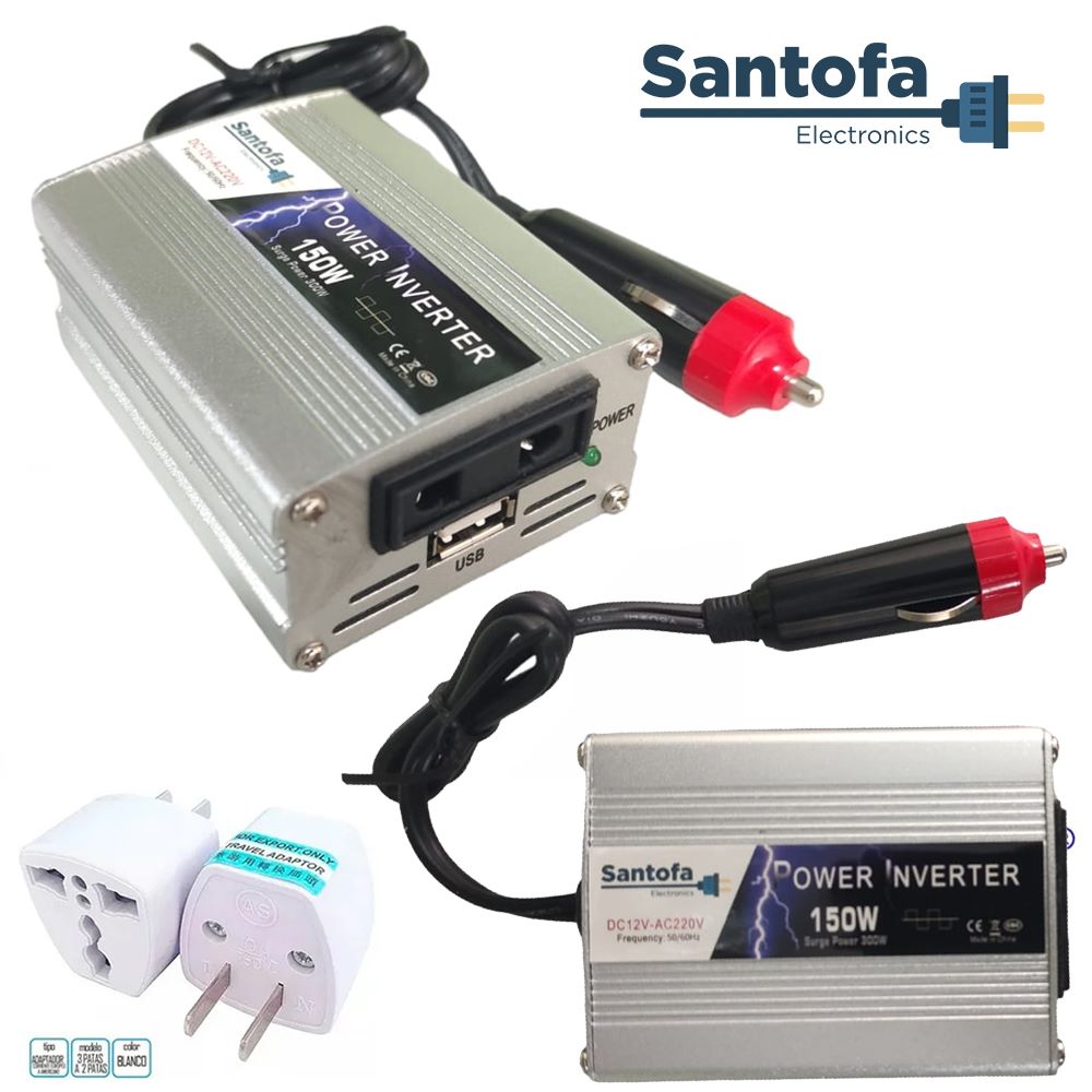 Imagen 2 del producto Inversor De Corriente Para Auto De 12v A 220v Usb 150w Santofa