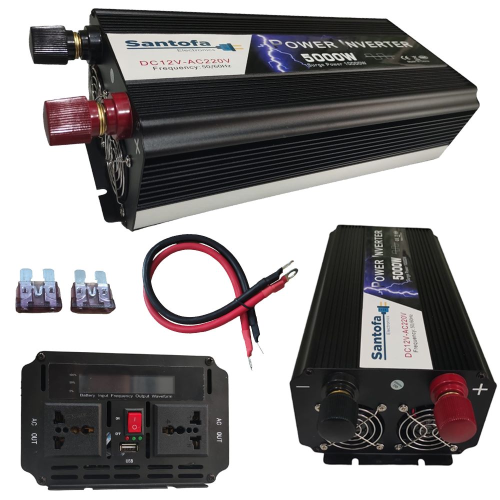 Imagen 2 del producto Inversor De Corriente 12v A 220v 5000w 1 Usb 2 Sockets Lcd SANTOFA