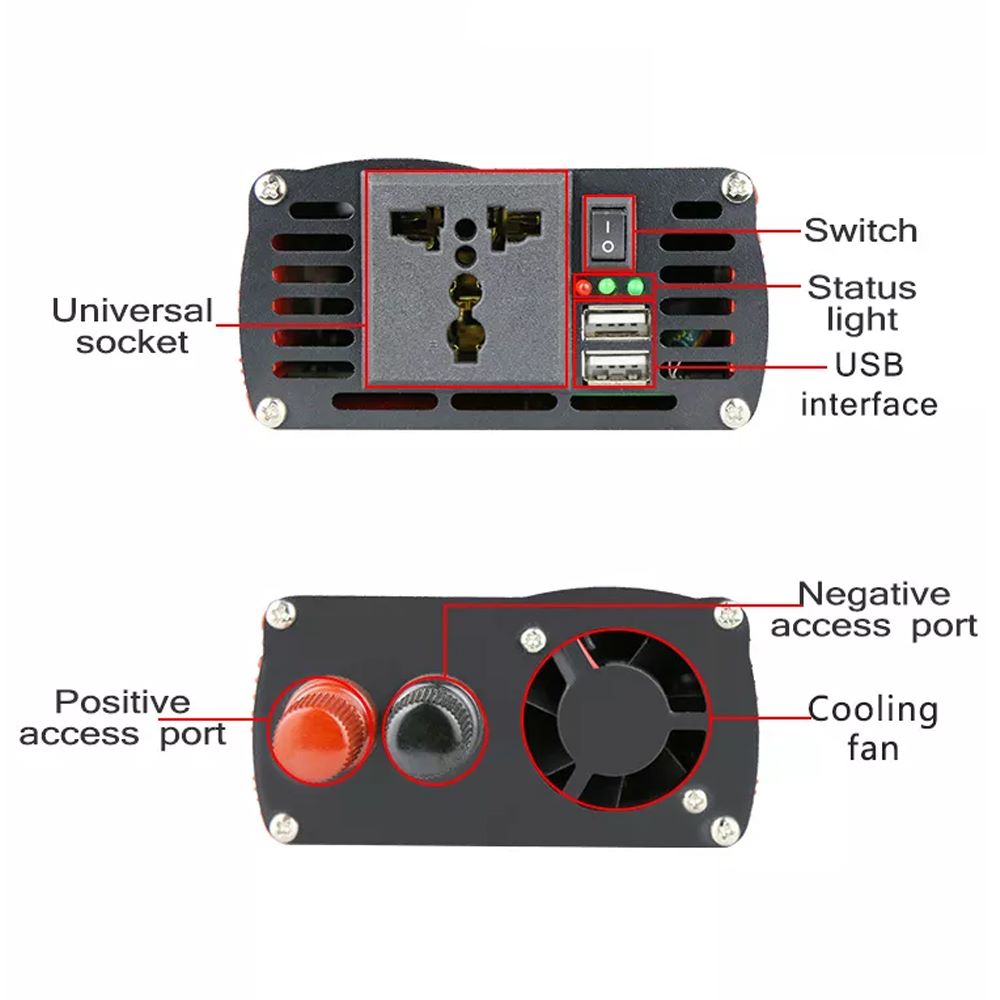 Imagen 1 del producto Inversor de corriente para auto Santofa 3000w, 12-220v, 2 USB