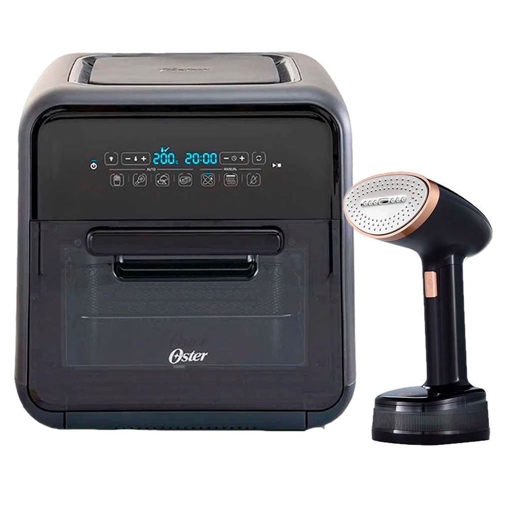 Combo Oster: Freidora de aire CKSTAFOV3 2000w, capacidad 10 litros + Vaporizador GCSTFS300 1200w, portátil