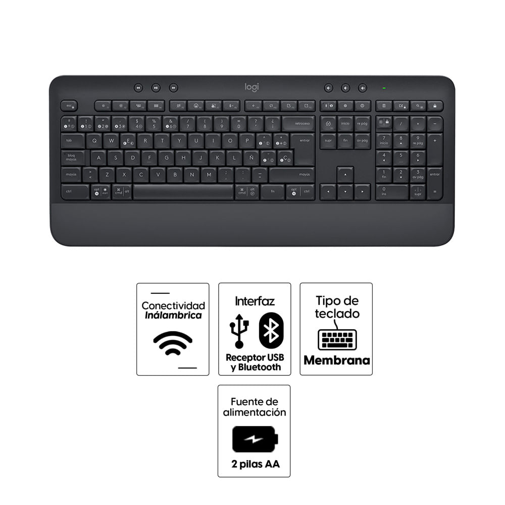 Imagen 2 del producto Teclado inalámbrico Logitech Signature K650, Bluetooth, negro