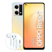 Celular Oppo Reno 7 256GB, 8GB RAM, cámara principal 64MP+ 2MP + 2MP, frontal 32MP, 6.43”, dorado + Earphones HM135
