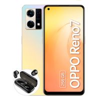 Celular Oppo Reno 7 256GB, 8GB RAM, cámara principal 64MP+ 2MP + 2MP, frontal 32MP, 6.43”, dorado + Earphones TH-ES52