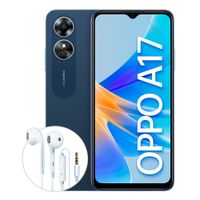 Celular Oppo A17 64GB, 4GB RAM, cámara principal 50MP, frontal 5MP, 6.56”, azul + Earphones HM135