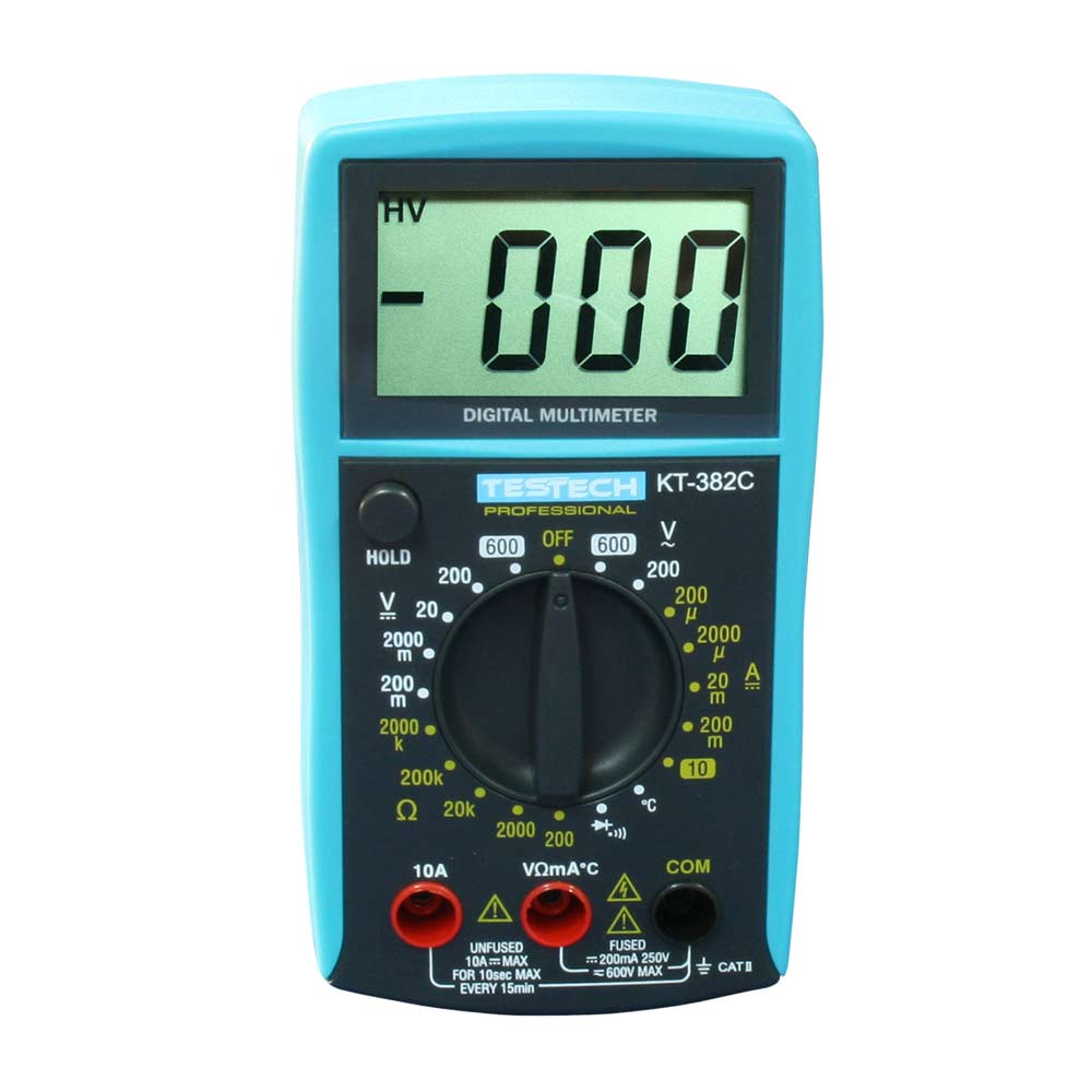 Imagen 1 del producto Multímetro digital Test Tech KT-382C 600V, CAT II, pantalla LCD