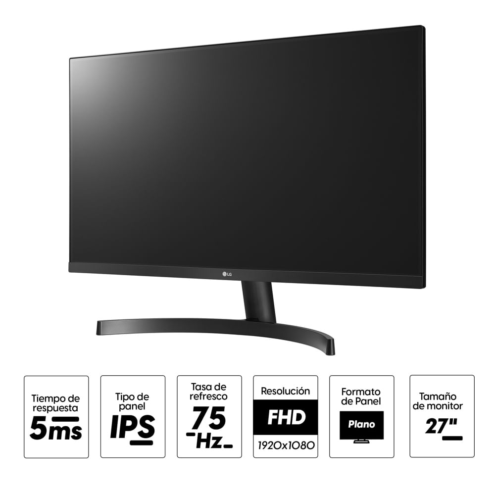 Imagen 2 del producto Reacondicionado: Monitor plano 27"" LG 27MK600M Panel IPS, FHD(1920x1080), 60Hz, 5ms, entradas HDMI/VGA/Audio, FreeSync