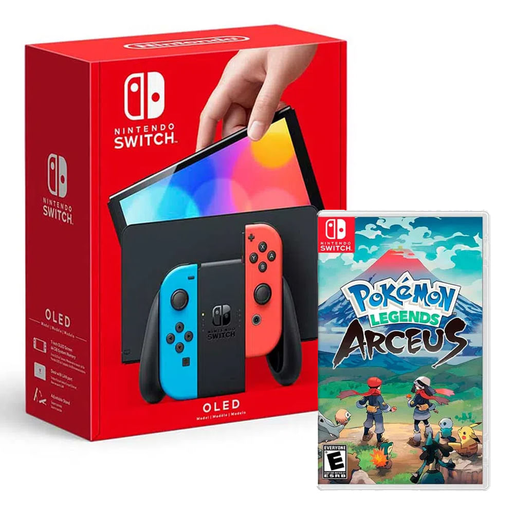 Consola Nintendo Switch Oled neon + Juego Pokémon Legends Arceus