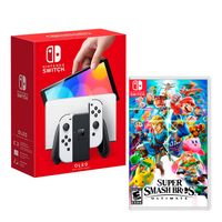Consola Nintendo Switch Oled 64GB, blanco + Super Smash Bros