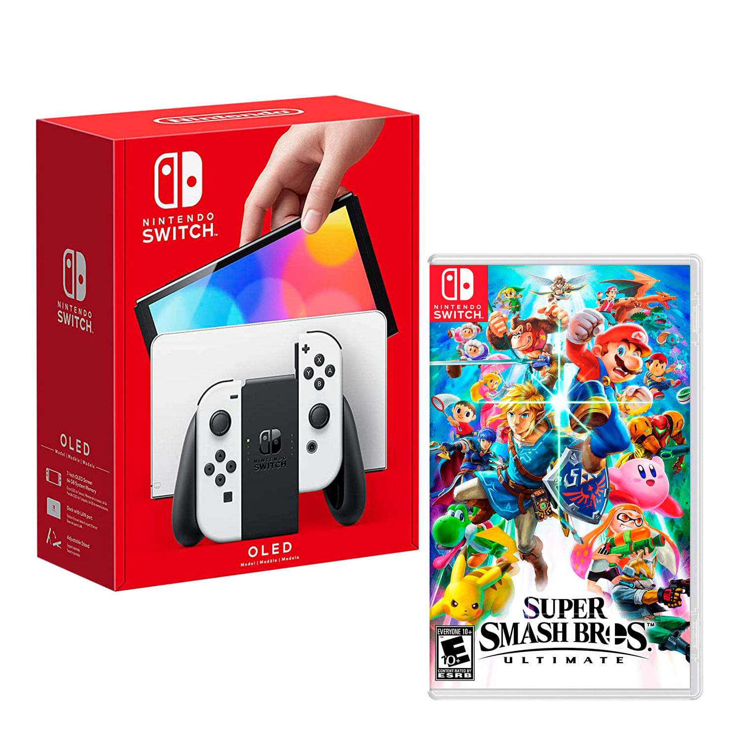Consola Nintendo Switch Oled 64GB, blanco + Super Smash Bros