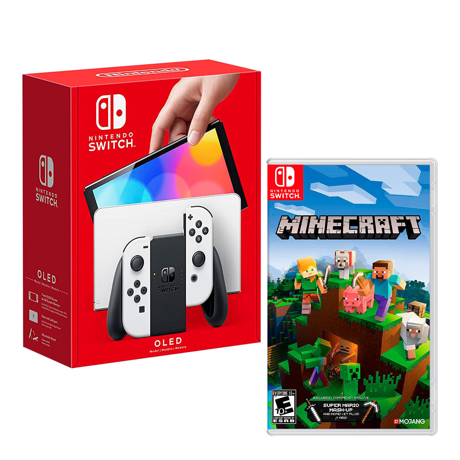 Consola Nintendo Switch Oled 64GB, blanco + Minecraft