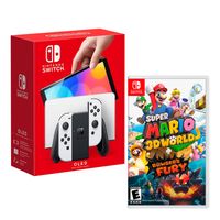 Consola Nintendo Switch Oled 64GB, blanco + Juego Super Mario 3D World + Bowser's Fury