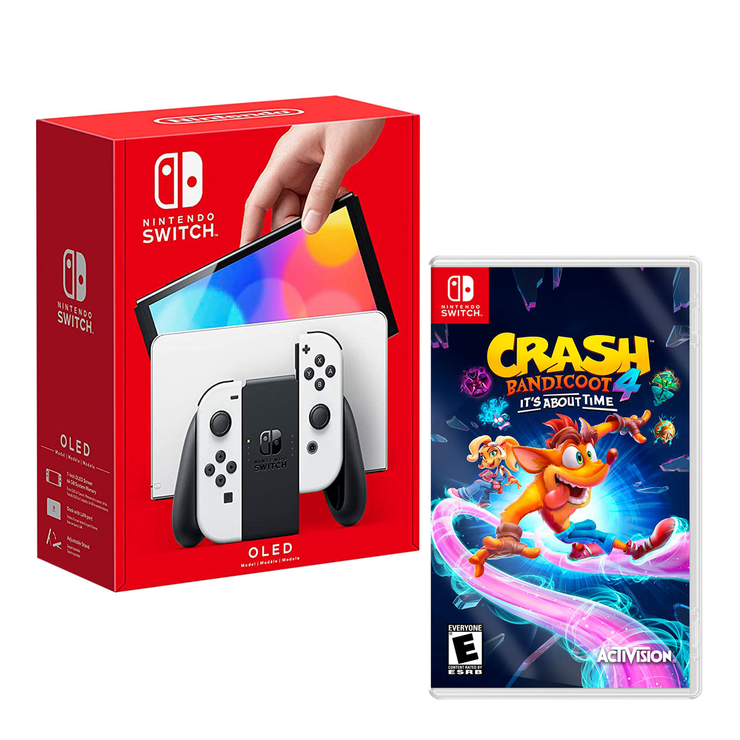 Consola Nintendo Switch Oled 64GB, blanco + Juego Crash Bandicoot 4