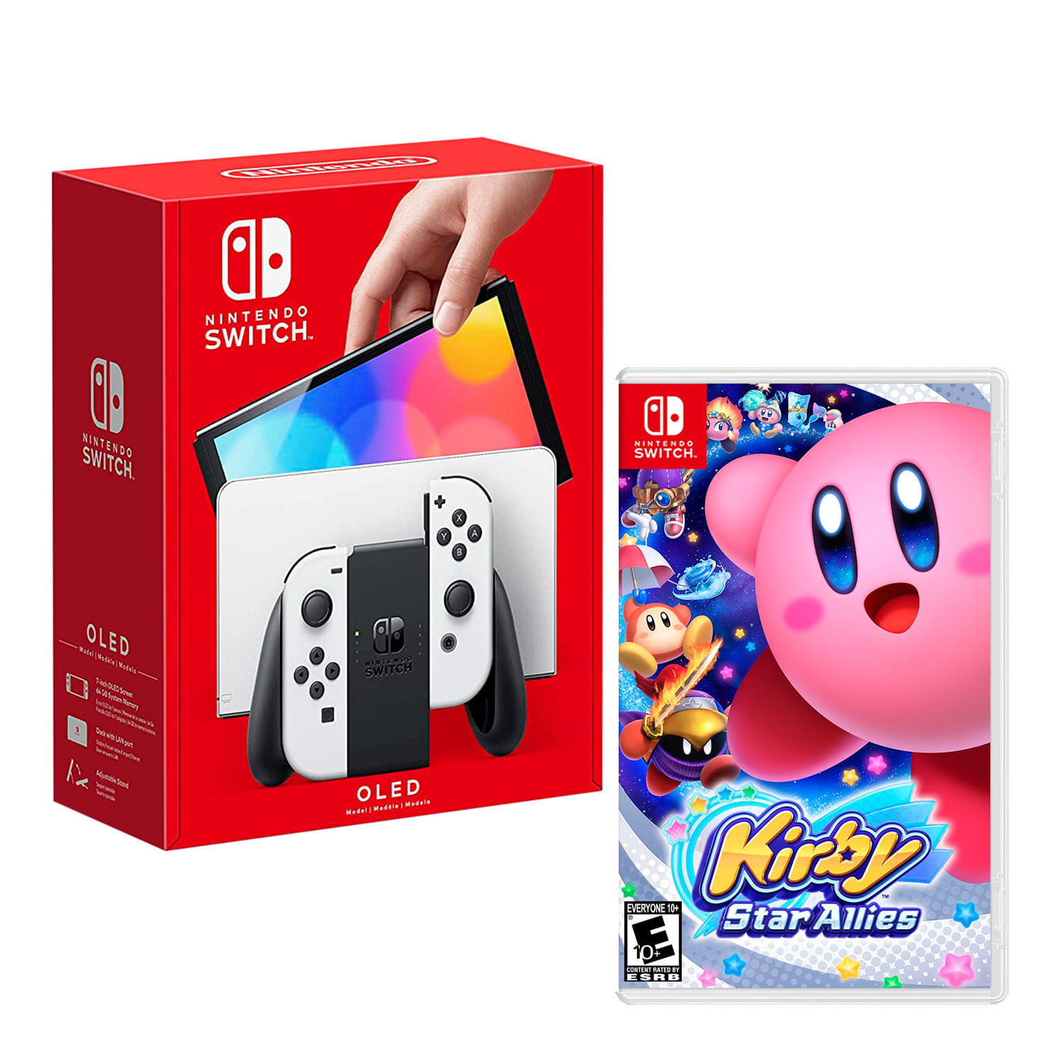 Consola Nintendo Switch Oled 64GB, blanco + Kirby Star Allies