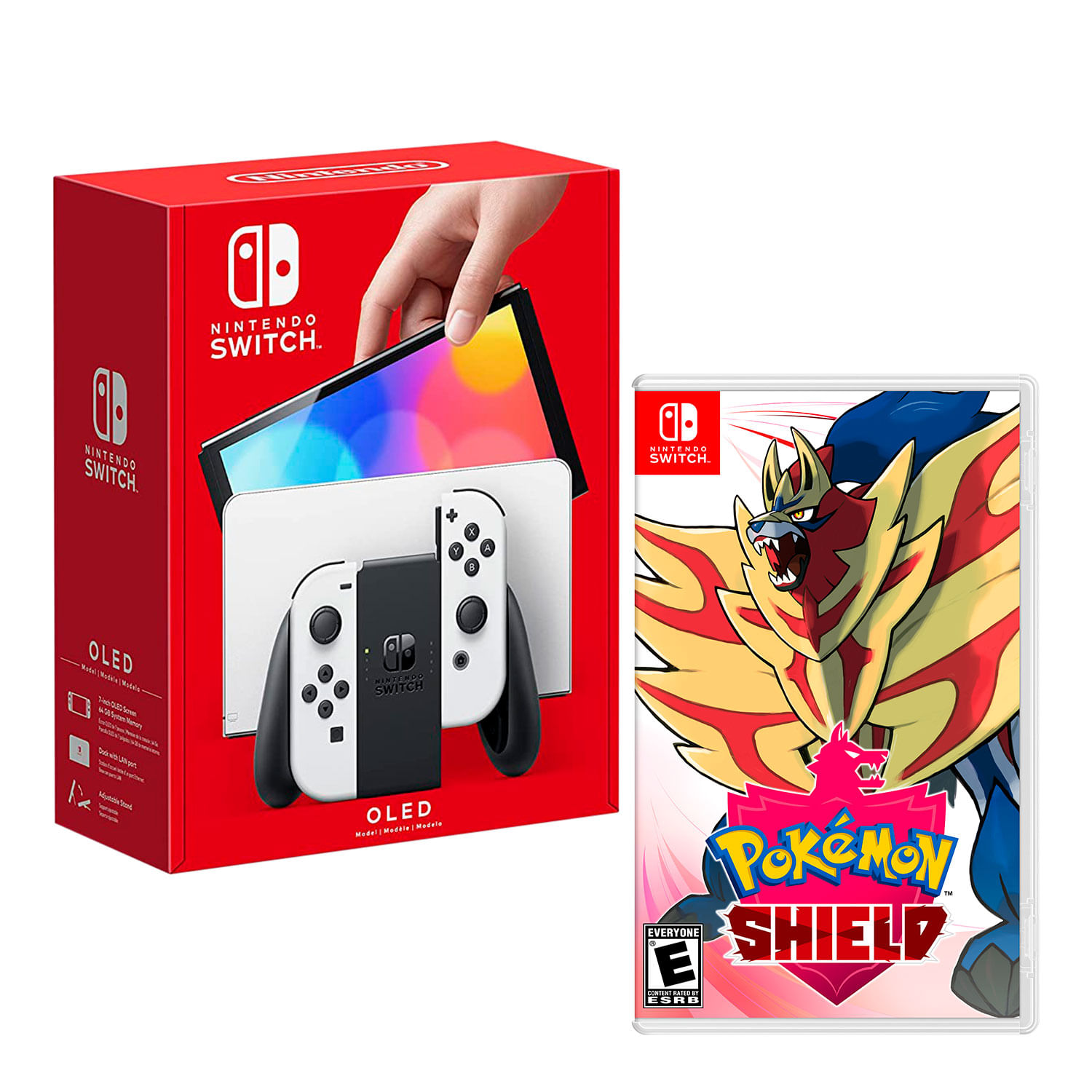 Consola Nintendo Switch Oled 64GB, blanco + Juego Pokemon Shield