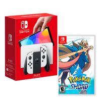 Consola Nintendo Switch Oled 64GB, blanco + Juego Pokemon Sword