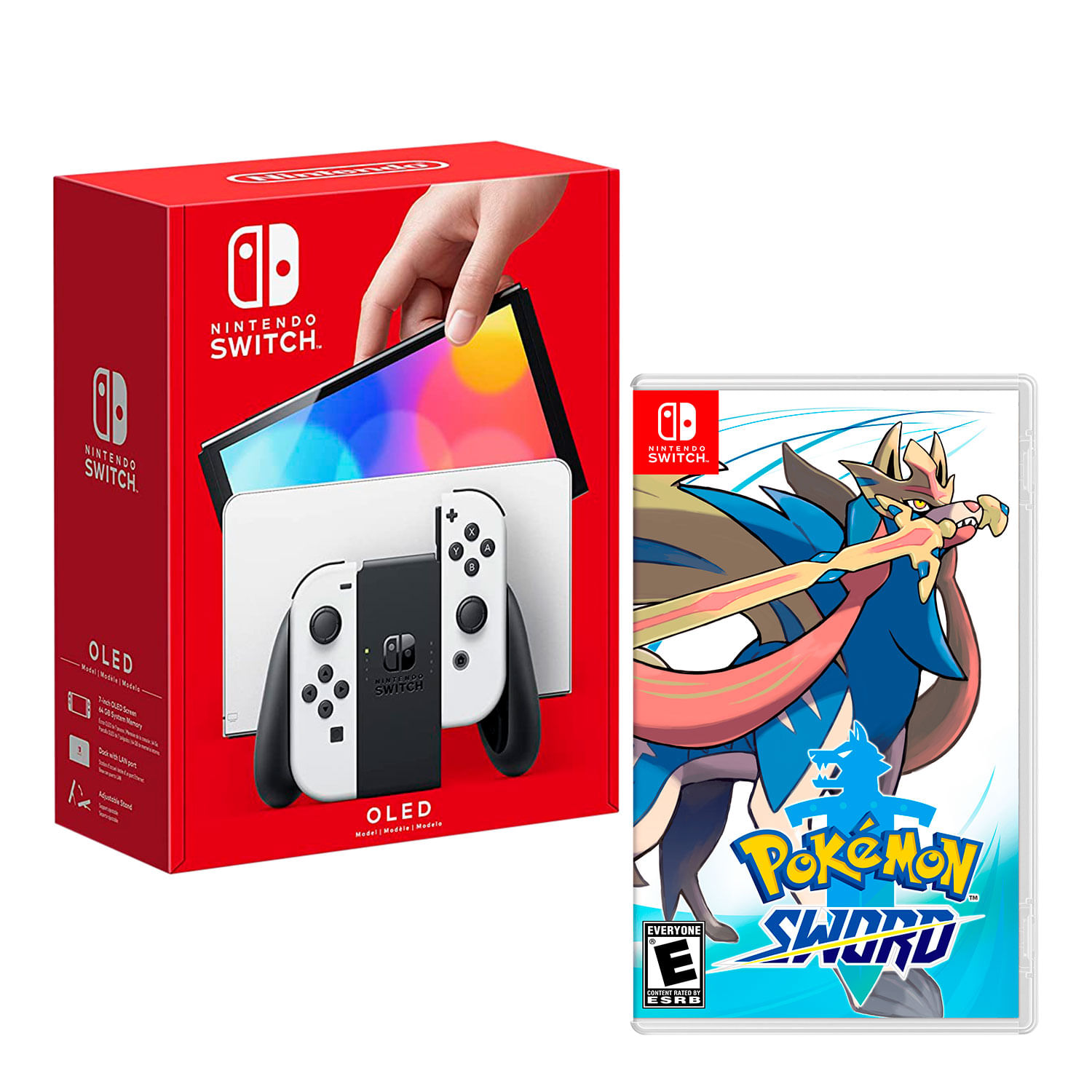 Consola Nintendo Switch Oled 64GB, blanco + Juego Pokemon Sword