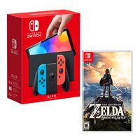 Consola Nintendo Switch Oled 64GB, neón rojo y azul + Juego Zelda Breath of the Wild