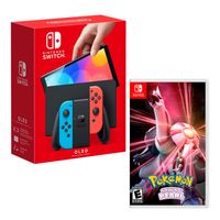 Consola Nintendo Switch Oled 64GB, rojo/azul neón + Pokemon Shining Pearl