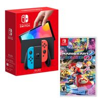 Consola Nintendo Switch Oled 64GB, neón rojo y azul + Juego Mario Kart 8 Deluxe