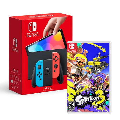 Consola Nintendo Switch Oled 64GB, neón rojo y azul + Juego Splatoon 3