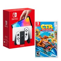 Consola Nintendo Switch Oled 64GB, blanco + Juego Crash Team Racing