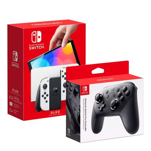 Consola Nintendo Switch Oled 64GB, blanco + Mando Pro Controller