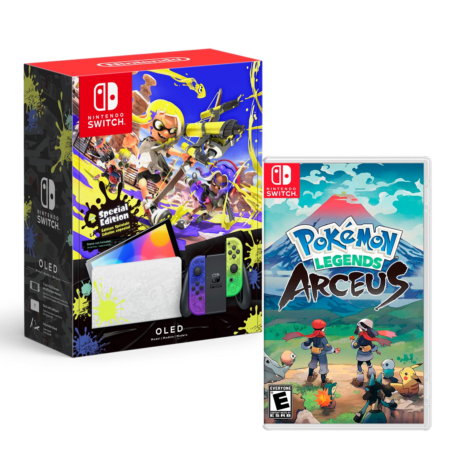 Consola Nintendo Switch Oled edición Splatoon 64GB + Juego Pokémon Legends Arceus