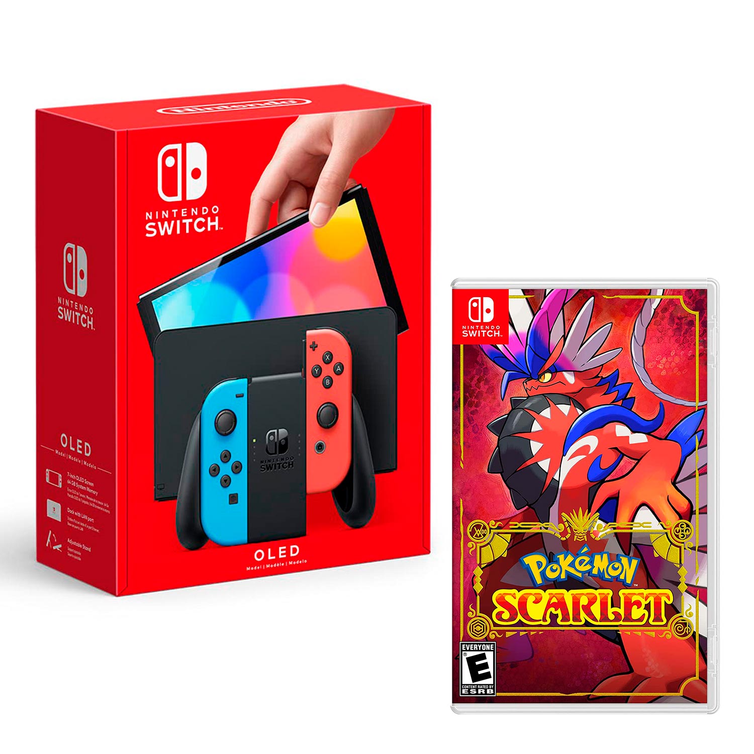 Consola Nintendo Switch Oled 64GB, neón rojo y azul + Juego Pokémon Scarlet