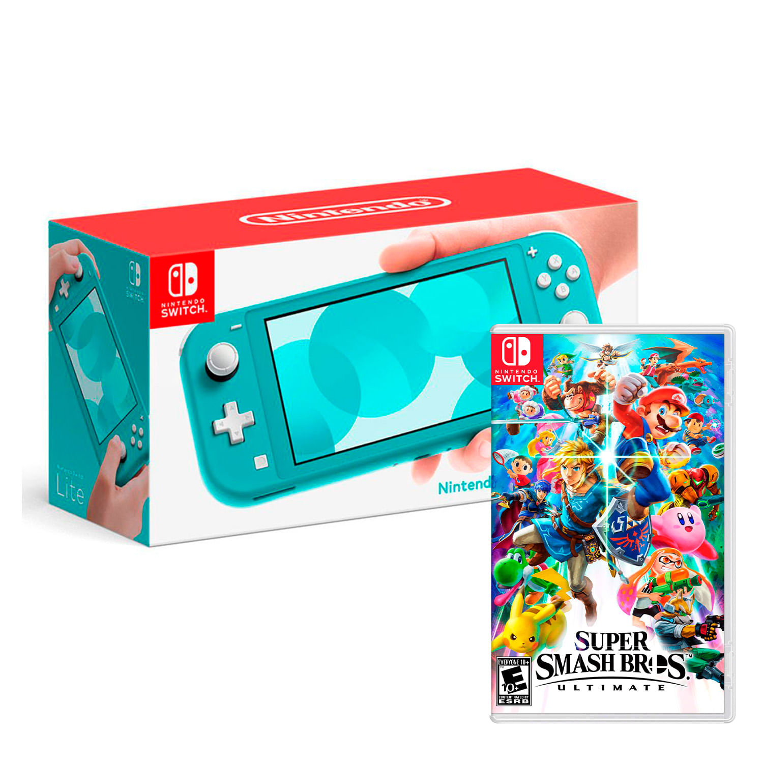 Consola Nintendo Switch Lite 32GB, TurqueSa + Super Smash Bros Ultimate