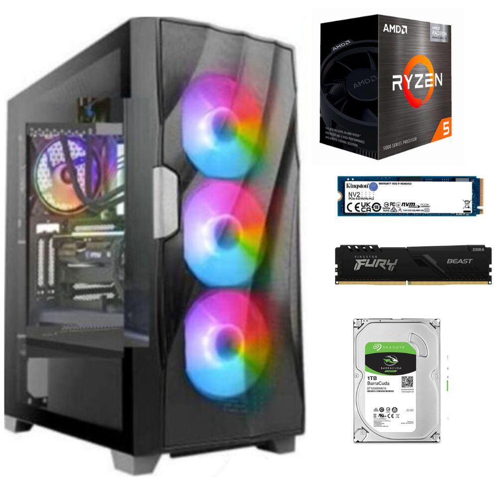 Imagen 1 del producto PC Gamer Intel RYZEN 5-5600GT + RAM 16GB + Disco 1TB + SSD 500GB + FreeDos + Case Gamer