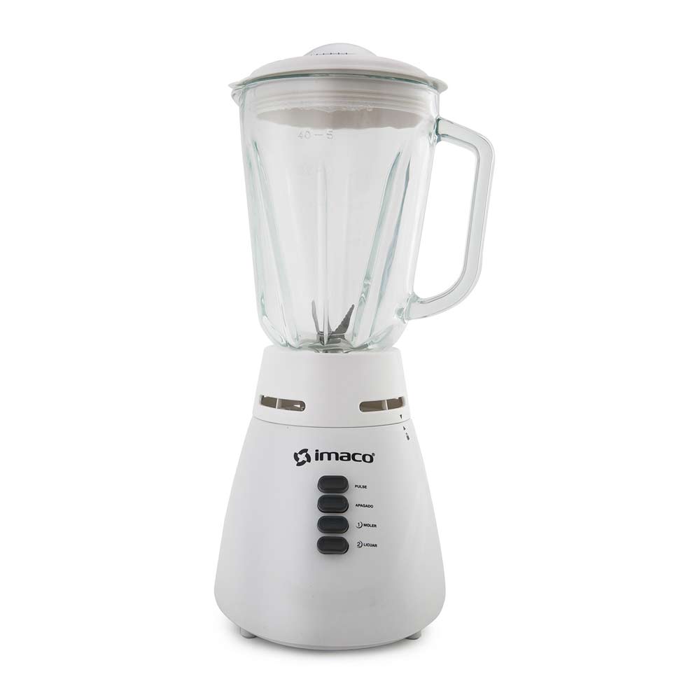 Licuadora Imaco BL4125 350w, 2 velocidades + pulsador, vaso de vidrio 1.25 litros, blanco