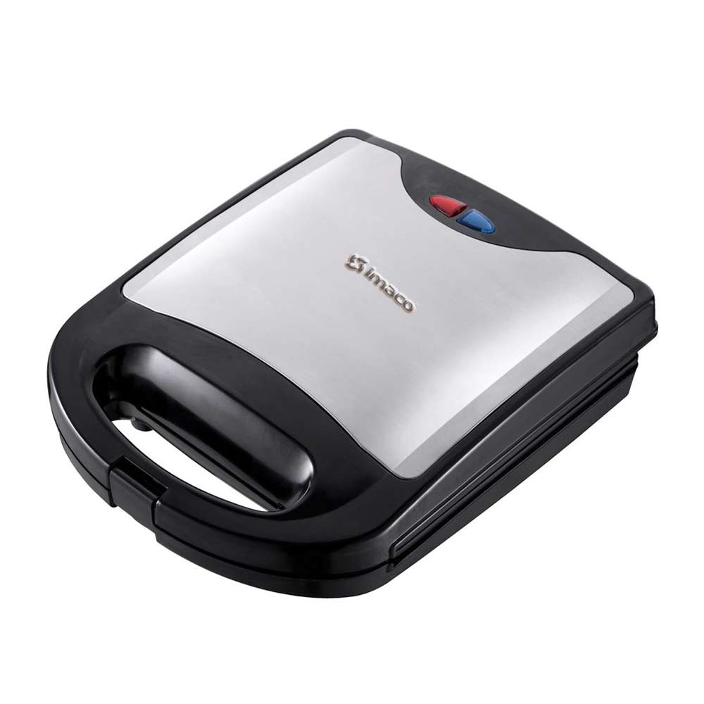 Sandwichera Imaco IST1004S 1000w, capacidad para 4 panes, placas antiadherente, negro