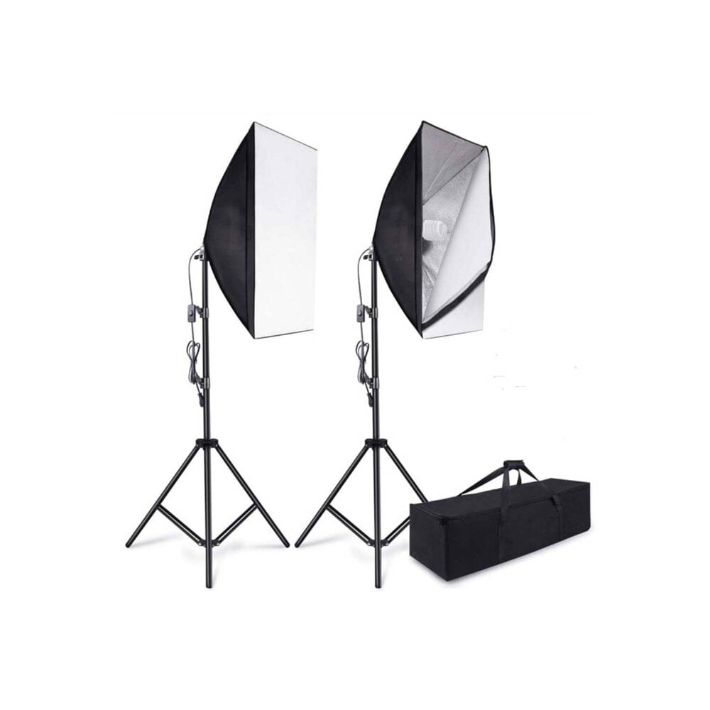 Kit de iluminación Weifeng 2 softbox de 1 foco, 50x70 cm, 18W, negro
