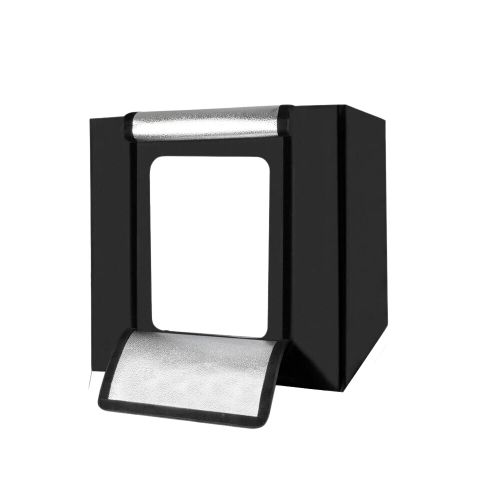 Caja de luz fotográfica Puluz 80x80 cm, 3 tableros de papel de fondo, negro