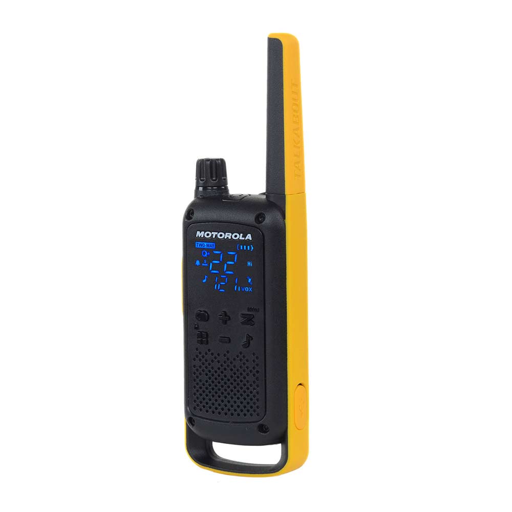 Imagen 2 del producto Radio FRS Motorola Talkabout T470PE con linterna, 14 canales, alcance 35 km, IP54, aprox. 12 horas, negro y amarillo