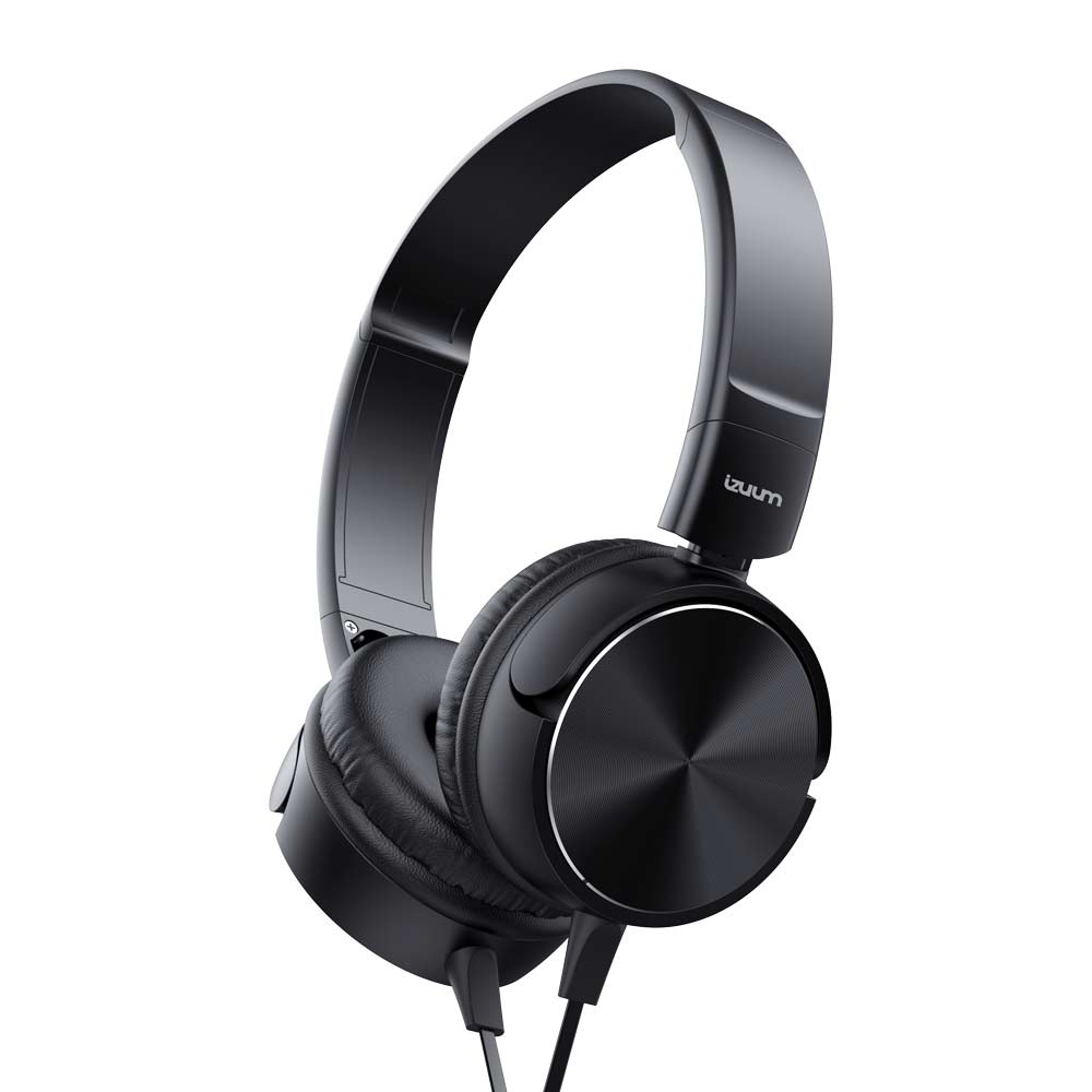 Imagen 1 del producto Audífonos on ear con micrófono Izuum Essential almohadillas acolchadas, conector 3.5 mm, control de música y llamadas, negro