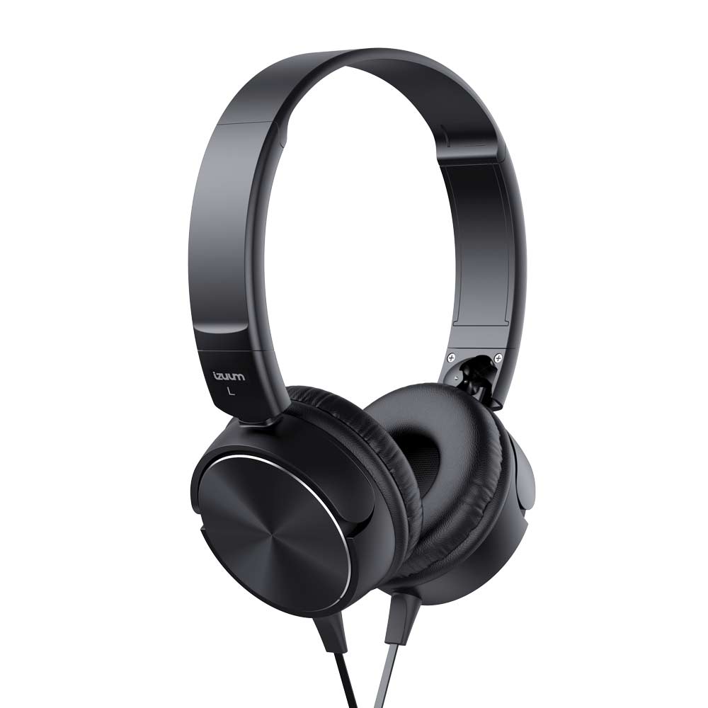 Imagen 2 del producto Audífonos on ear con micrófono Izuum Essential almohadillas acolchadas, conector 3.5 mm, control de música y llamadas, negro
