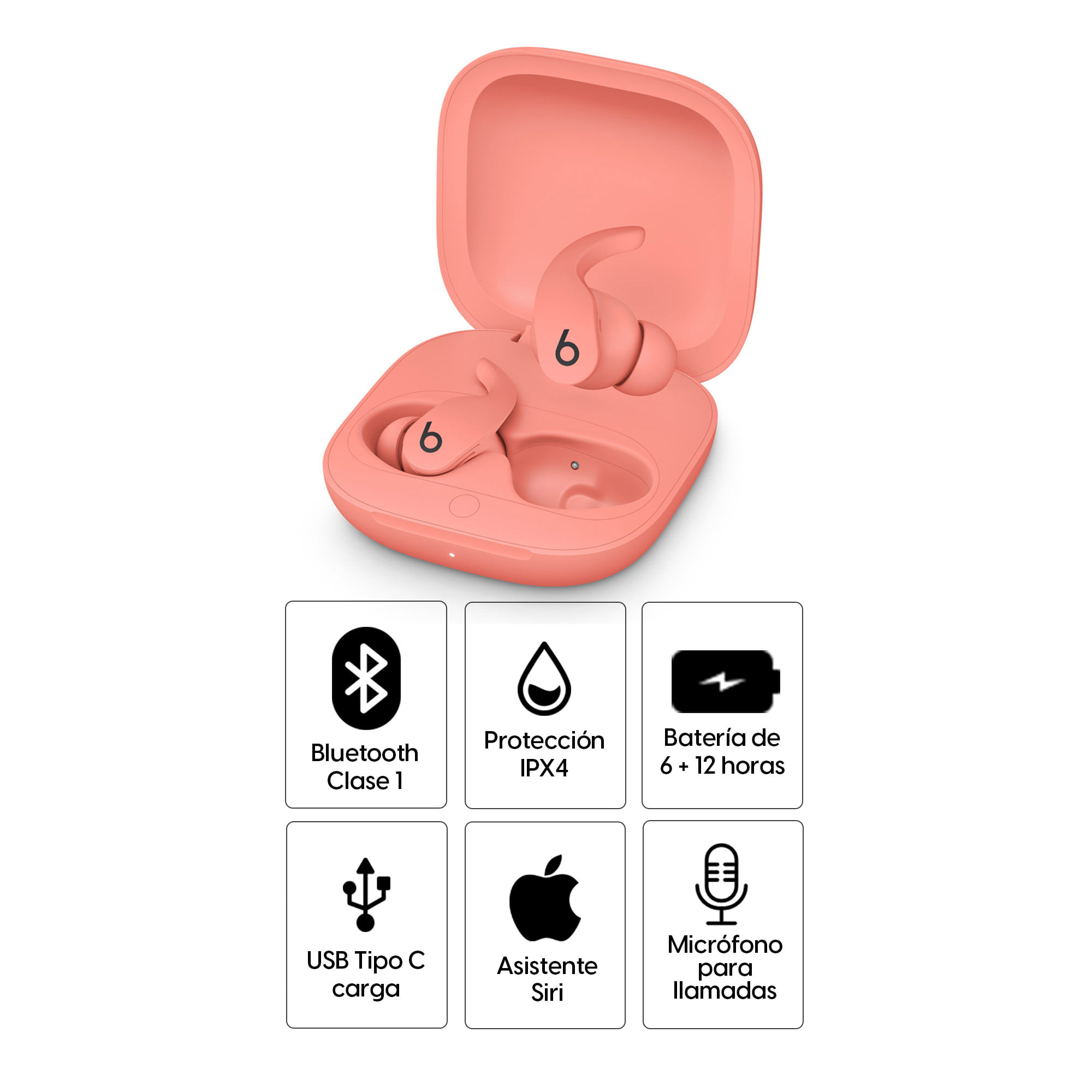 Imagen 2 del producto Audífonos bluetooth True Wireless Beats Fit Pro resistente al agua IPX4 duración máx 18 horas con estuche de carga control de música y llamadas rosado