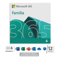 Microsoft Office 365 Familia, 6 usuarios, 1 año